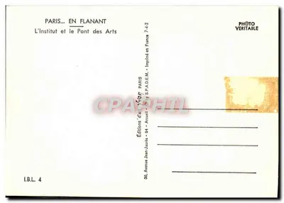 Parigi — L'Institut et le Pont des Arts — Éditions Jean-Jaurès — Verso