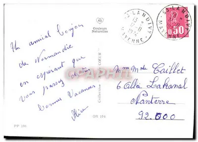 Mężczyzna z kreską muleta — humorystyczna scena — Couleurs Naturelles, n° PP 195 — Rewers