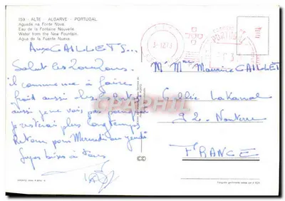 Alte - Algarve — Fonte Nova (nouvelle fontaine) — Éditeur : Depósito Gráfico, n°159 — Verso