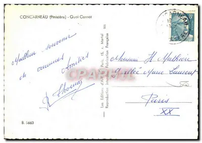 Concarneau (Finistère) - Quai Carnot — Verlag J. Thomay, Nr. B.5663 — Rückseite