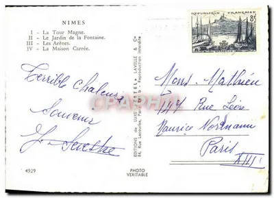 Nîmes — Lembrete de Nîmes — Edições LUXE-ESTEL & Cie — Verso