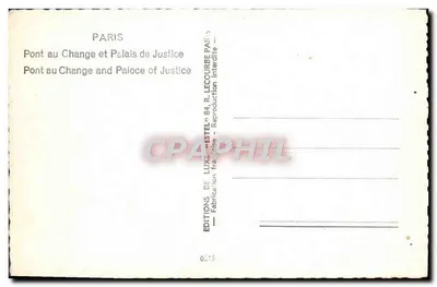 Pont au Change e Palácio de Justiça — Paris — Edições de Luxo Estel — Verso
