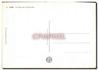 Paris - A Place de la Concorde — vista com grade ornada e hotel de Crillon — editor A. Noëler, n°13 — Verso