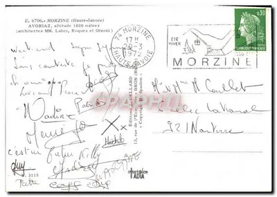 Avoriaz — estação de esqui — editor J. Céllard, n° 6706 — Verso