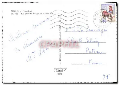 Mimizan — A grande Praia de Areia Fina — Combier Imp. Mimizan (S.-et-L.) n° 512 — Verso