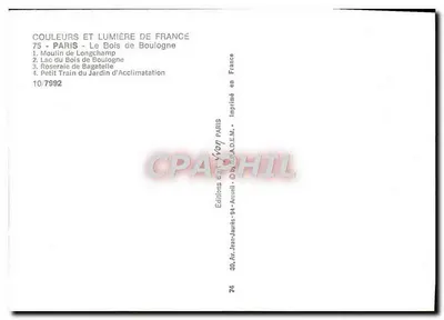 Parijs - Bois de Boulogne — 4 scènes — Edities Vivon — Achterkant