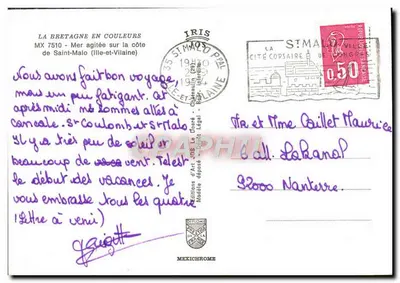 Mar agitada na costa de Saint-Malo — A Bretanha em cores — edições d'Art 10S — n° 7510 — Verso