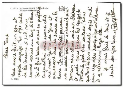 르 모나스티에르-서르-가제일 — 출판사 ADIA, 번호 T. 123 — 뒷면