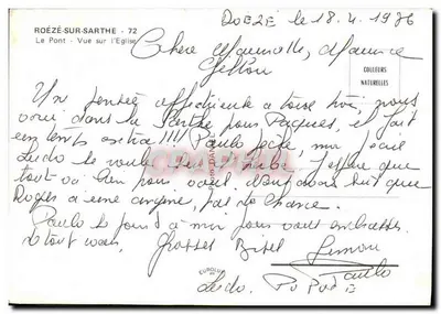 Cartolina moderna Pont sulla Sarthe - Vista sulla Chiesa — Verso