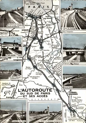 Bilhete postal moderno A Autoestrada do Sul de Paris e Seus Acessos Periféricos Gentilly Arcueil Orleans Rungis