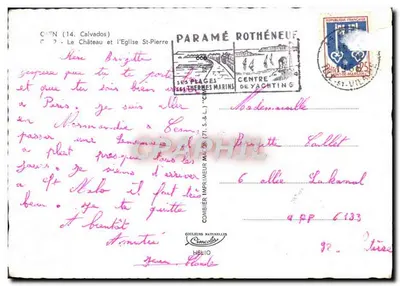 O Castelo e a Igreja de São Pedro — Calvados — editor Cino — Verso