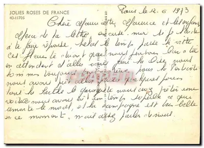 Dwie fioletowe róże — wydawca JOLIES ROSES DE FRANCE, nr 40-11705 — Rewers