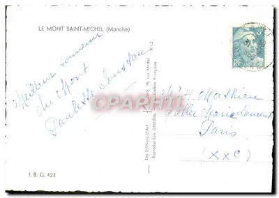 Mont Saint-Michel — widok panoramiczny — Les Éditions d'Art, nr I.B.C. 422 — Rewers
