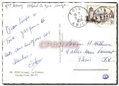 Foix (Ariège) - Zamek Zachodni (M.H.) — Spółka Karty APA-POUX, nr 109 — Rewers