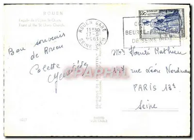Fachada da Igreja Saint-Ouen — Rouen — Editor Estel, n°1017 — Verso