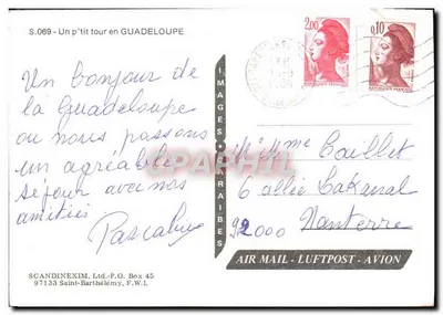 Guadeloupe — Un p'tit tour en Guadeloupe (éditeur SCANDINEXIM Ltd.) — Rückseite