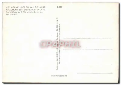 Castello di Chaumont-sur-Loire — ingresso al parco — Edizioni Valoire — Verso