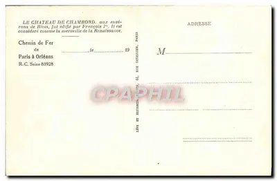 Castello di Chambord — Facciata settentrionale — ND — Verso