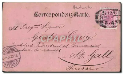 Bilhete postal antigo Graz — Verso
