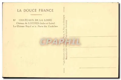 Castelo Real e Porta dos Cordeliers — Loches (Indre-et-Loire) — Les Éditions d'Art Yvonne, Paris — Verso