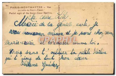 Paris-Montmartre — Vista parcial do Sacré-Cœur — editor Mona, n°34 — Verso