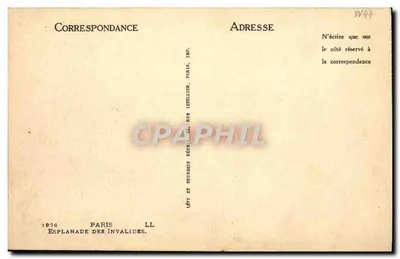 Place des Invalides — widok z placu z armatami — Wyd. Le Tellier, Paryż — Rewers