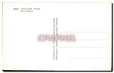 Avalon (Yonne) — Place Vauban — Éditions d'Art 'VYCK' Paris — Rewers