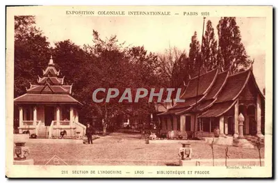 Sekcja Indochiny — Laos — Biblioteka i Pagoda — Międzynarodowa Wystawa Kolonialna — Paryż 1931