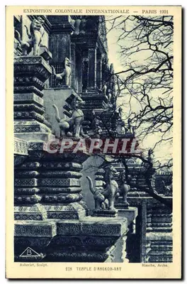 Świątynia Angkor Wat — Międzynarodowa Eksponat Kolonialny — Paryż 1931 — Auberlet, Rzeźbiarz — nr 128