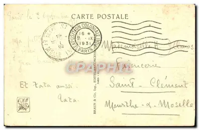 Parque Zoológico — A Savana Africana — Exposição Colonial Internacional — Paris 1931 — Verso