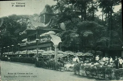 La Terrasse P. Beillard — Restauracja i bar z piwem na wystawie kolonialnej 1931 — Trasa Okrężna Jeziora