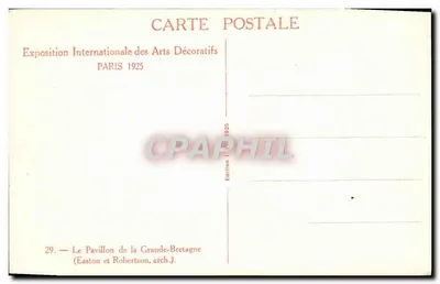 英国館 — 1925年装飾芸術国際博覧会 — 1925年版 — 裏面