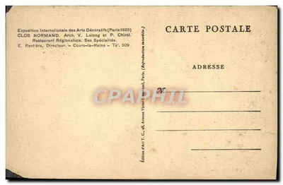 Clos Normand — Restaurant régionaliste à la Cours-la-Reine — Édition d'ART.T.C. — Achterkant