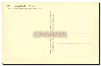 Avallon (Yonne) — Gevel en poorten van de kerk van Sint-Lazare — Les Éditions d'Art Yvonne, Parijs — Achterkant