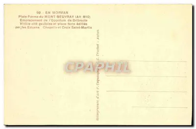 Mont-Beuvray — Plate-forme de l'oppidum de Bribracte, chapelle et croix Saint-Martin — P. Trichot, Autun — Rewers