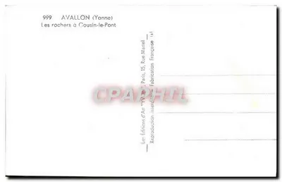 Avallon (Yonne) — Os rochedos em Cousin-le-Pont — Les Éditions d'Art 'W. Van' Paris — Verso
