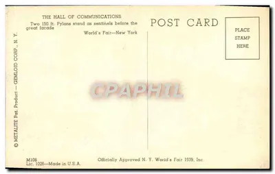 Salone delle Comunicazioni — Esposizione Universale, New York — Gemloid Corp. — Verso