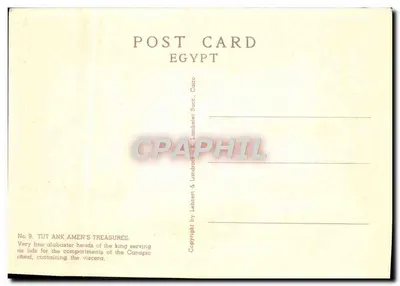 Białe głowy Toutankhamona — Skarby Toutankhamona — Wydawca Landbert & Lehnert, Kair — Rewers