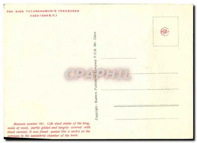 Statua faraona Toutankhamon — Skarby faraona — Wydawnictwo Eastern Publishing Company, Kair — Rewers