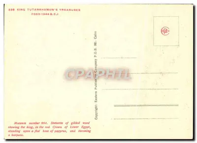 Estátua de Tutankhamun — Egito antigo — Eastern Publishing Company, n°228 — Verso