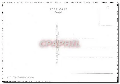 Pyramidy w Gizie — Egipcja — Wydawca K. Lamba & Landrock & Carro, n°7 — Rewers