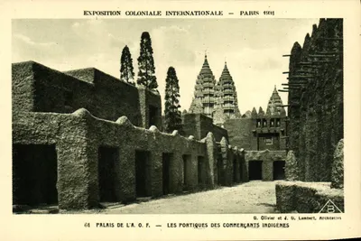 Exposição Colonial Internacional — Paris 1934 — Palácio da A.O.F. — Os Porticulados dos Comerciantes Indígenas — G. Olivier e J. G. Lambert, Arquitetos