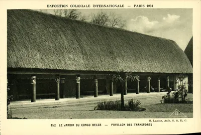 Exposição Colonial Internacional — Paris 1934 — O Jardim do Congo Belga — Pavilhão dos Transportes