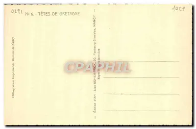Cabeça de mulher bretona — série TÊTES DE BRETAGNE — edição Jean SCHERER, Nancy — Verso