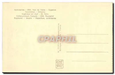 Pavilhão da Bélgica — Exposição Internacional de Paris 1937 — H. CHIPAULT, Boulogne-sur-Mer — Verso