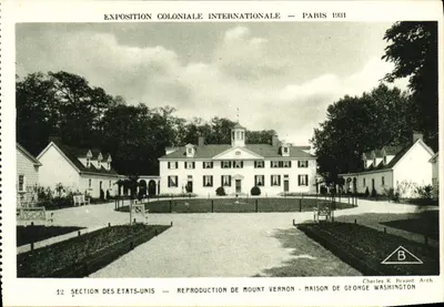 Międzynarodowa Eksponat Kolonialny — Paryż 1931 — Sekcja Stanów Zjednoczonych — Reprodukcja Mount Vernon — Dom George’a Washingtona — Charles K. Bryant Arch