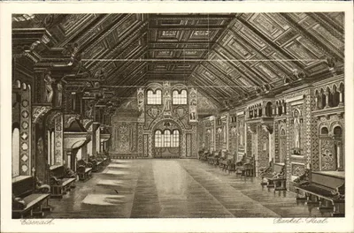 Interior do Banquet-Gaal em Eisenach — gravura — Bruno Hansmann, Cassel, n° 15612