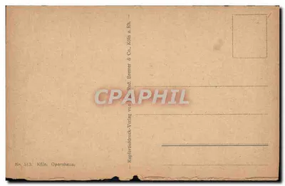 Bilhete postal antigo Opernhaus Colônia — Verso