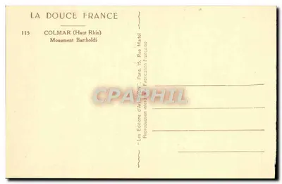Colmar — Pomnik Bartholdi — Les Éditions d'Art-WON — Rewers