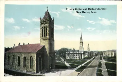 Centro Trinity e Igrejas Unidas, New Haven, Conn. — vista das igrejas e do parque